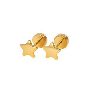 Aros Abridores Estrella Lisas 6 Mm Oro 18k Tope A Presi&oacute;n Dorado