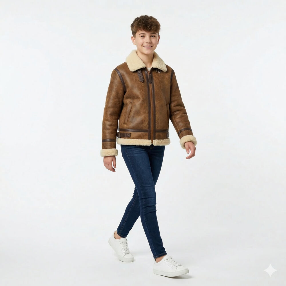 Chaqueta Ni&ntilde;o Aviador Estilo Piloto Abrigada Invierno image number 1.0