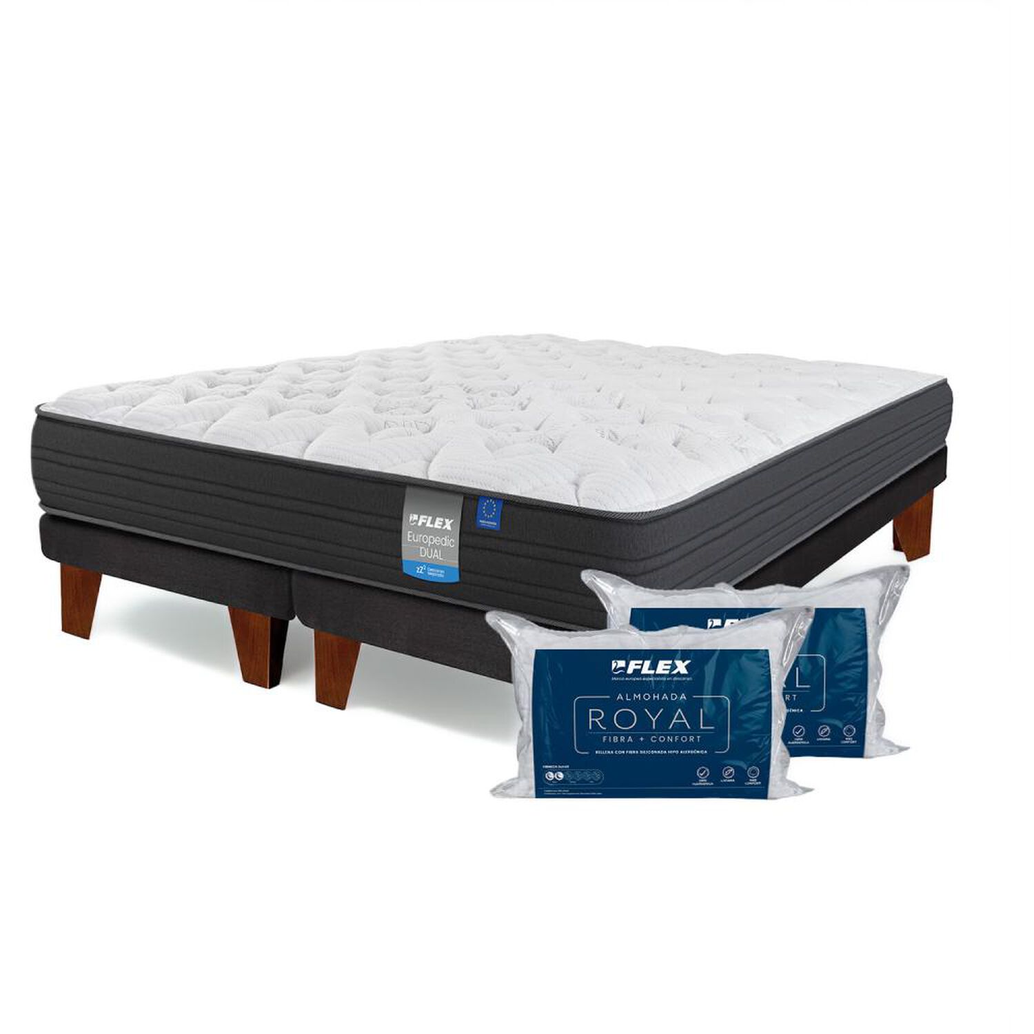 Cama Europea Flex Europedic Dual / 2 Plazas / Base Dividida + Almohadas image number 0.0