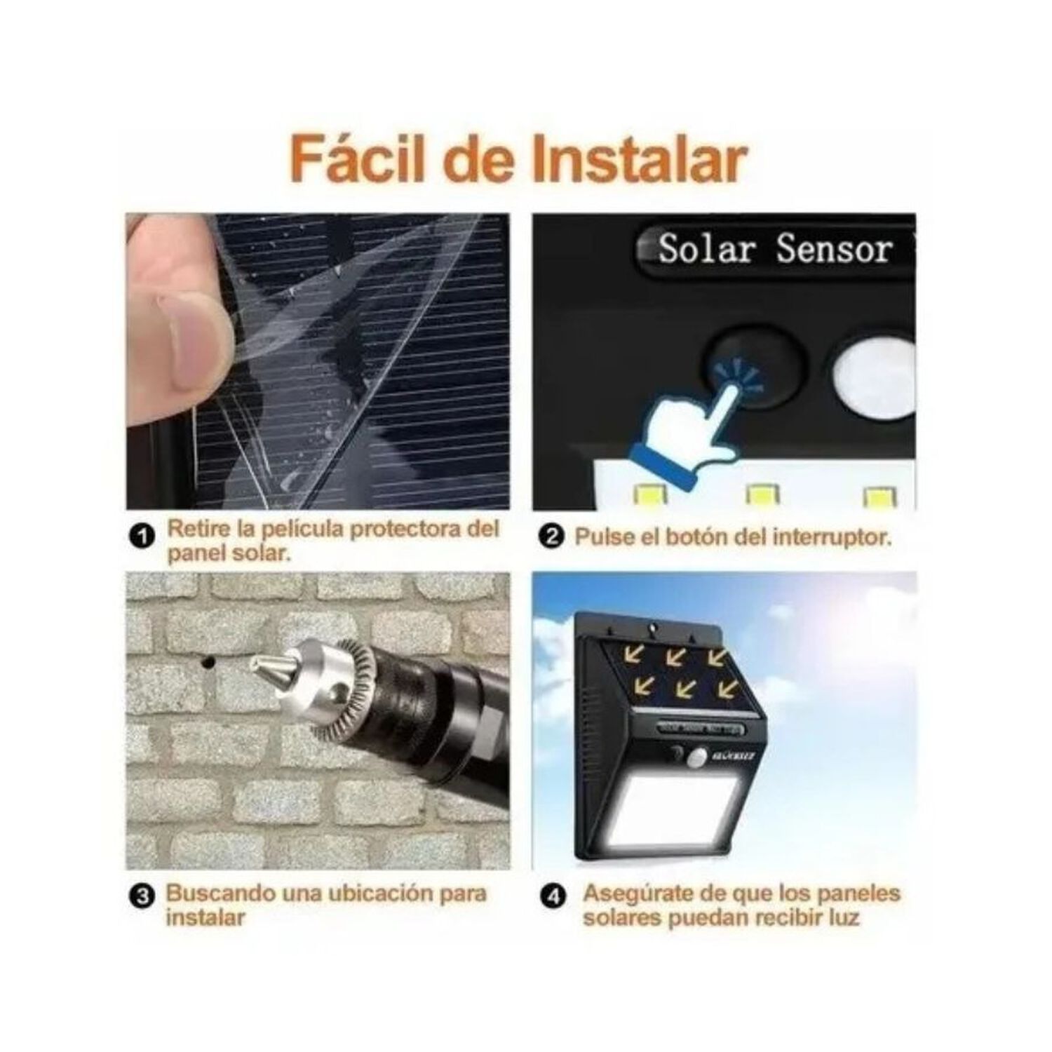 Foco Solar Led De Pared 60w Con Sensor De Movimiento image number 2.0