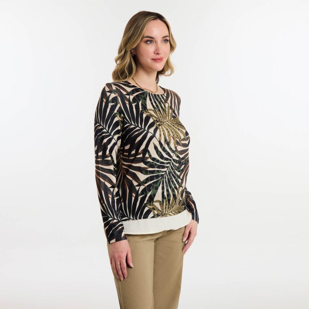 Sweater Full Print Manga Larga Cuello Redondo Mujer Geeps image number 2.0