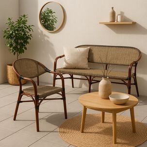 Silla Bistro Parisina Textileno Con Reposabrazos - Beige