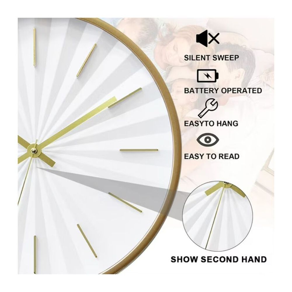 Reloj De Pared Minimalista De Oro Blanco 30cm image number 2.0