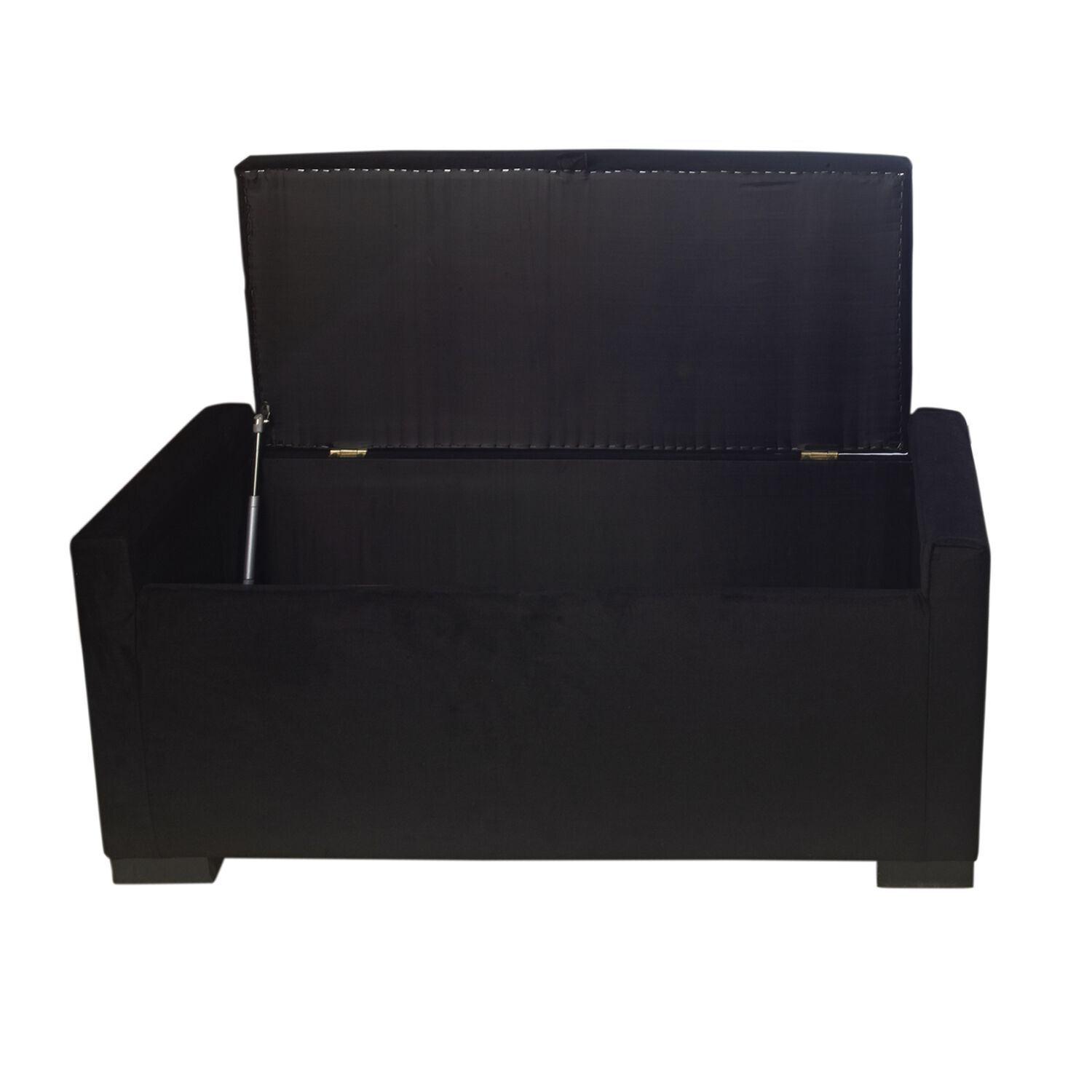 Banqueta Con Ba&uacute;l Leyzy Negro Felpa 40x55x105 Cm M&aacute;xima Design image number 2.0