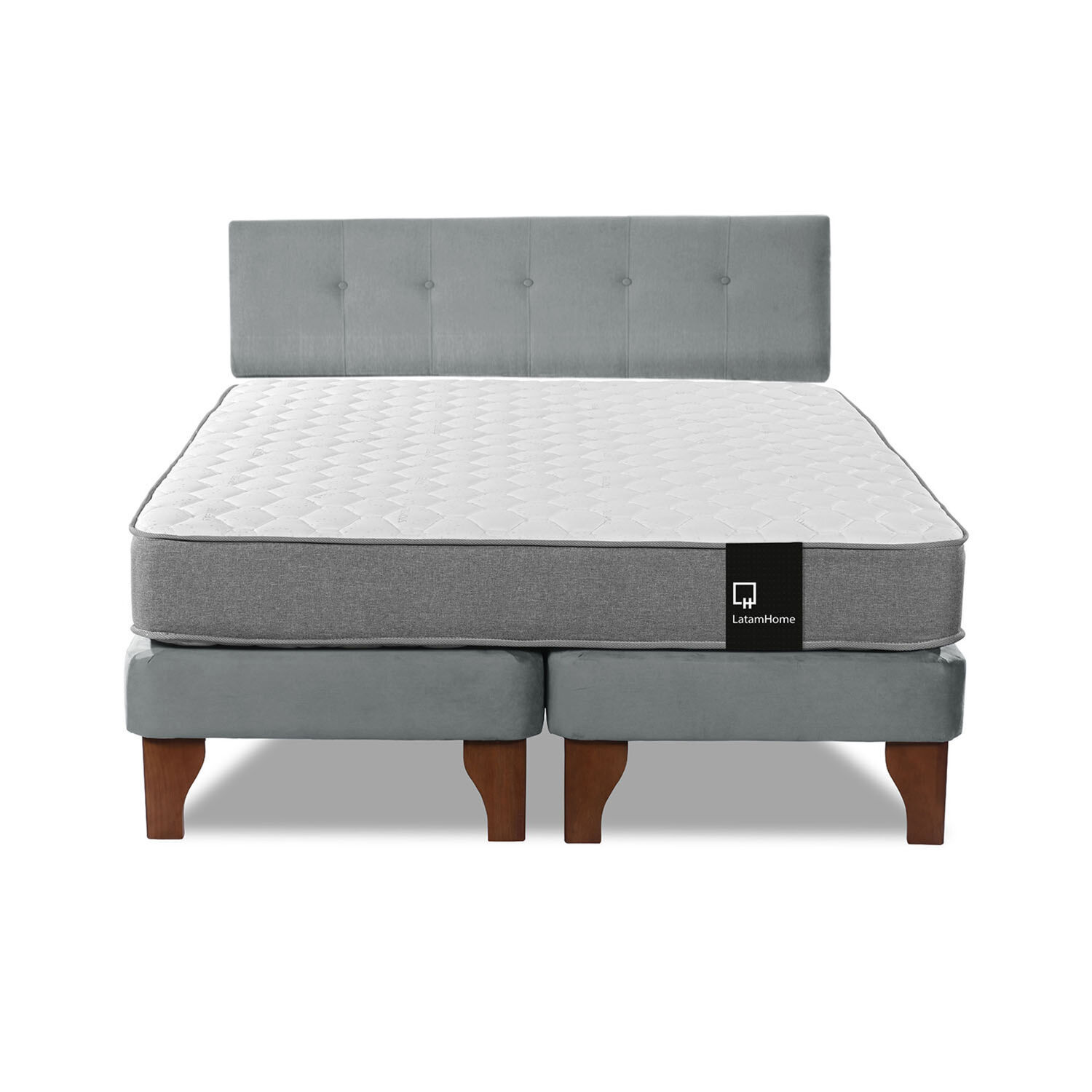 Cama Europea Zen Best Tela Velvet Gris 2 Plazas + Respaldo image number 3.0