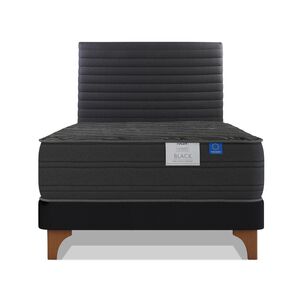 Cama Europea Flex Black / 1.5 Plazas / Base Normal + Respaldo