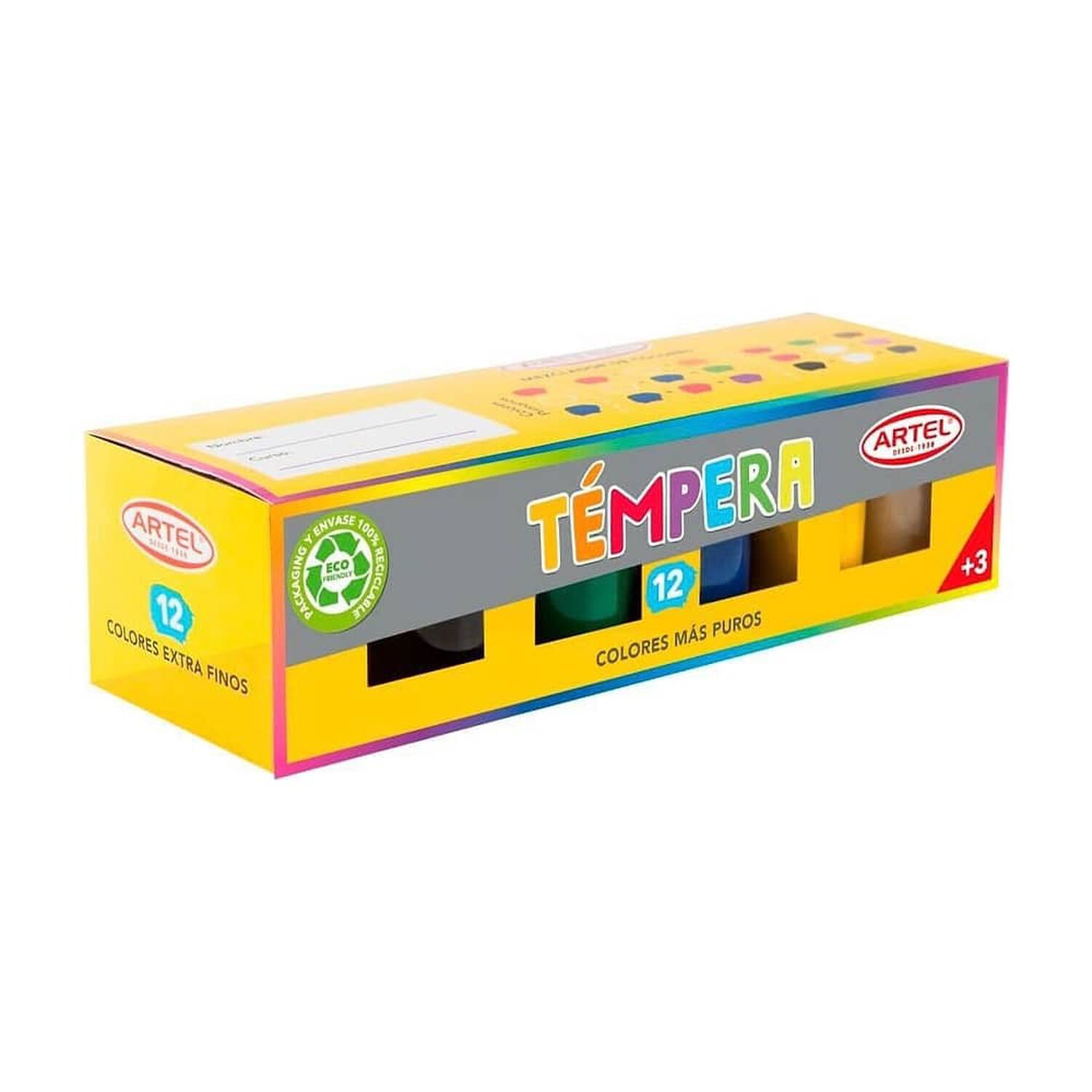 Pack De 3 Cajas De Tempera 12 Colores Artel image number 0.0