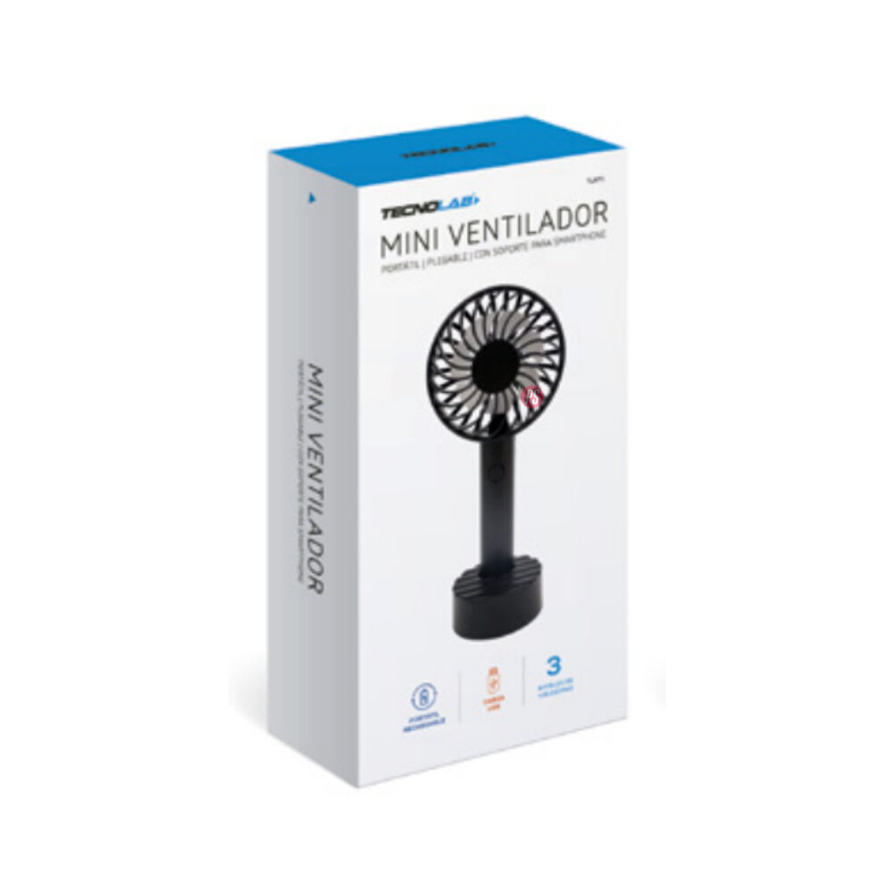 Mini Ventilador De Mano Recargable 500mah Negro - Ps image number 1.0