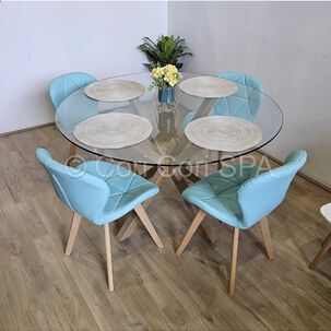Comedor Mesa Warwick 120 + 4 Sillas Mariposa Wood Menta