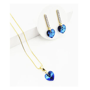Conjunto Romance Gold Cristales Genuinos Bermuda Blue