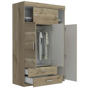 Closet 5 Puertas 2 Cajones Fm-003c Café Claro Y Blanco