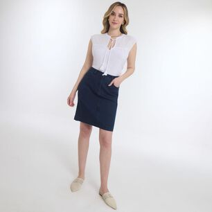 Falda Corta Denim Tiro Medio Regular Mujer Geeps