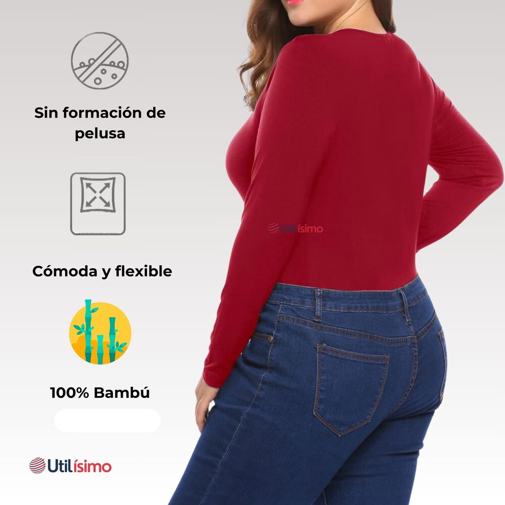 Camiseta Mujer Manga Larga Cuello Redondo Bamb&uacute; Colores Surtido image number 3.0