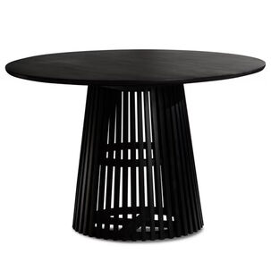 Mesa Redonda De Comedor 120 Cm Madera Natural Base Estilo Rejilla