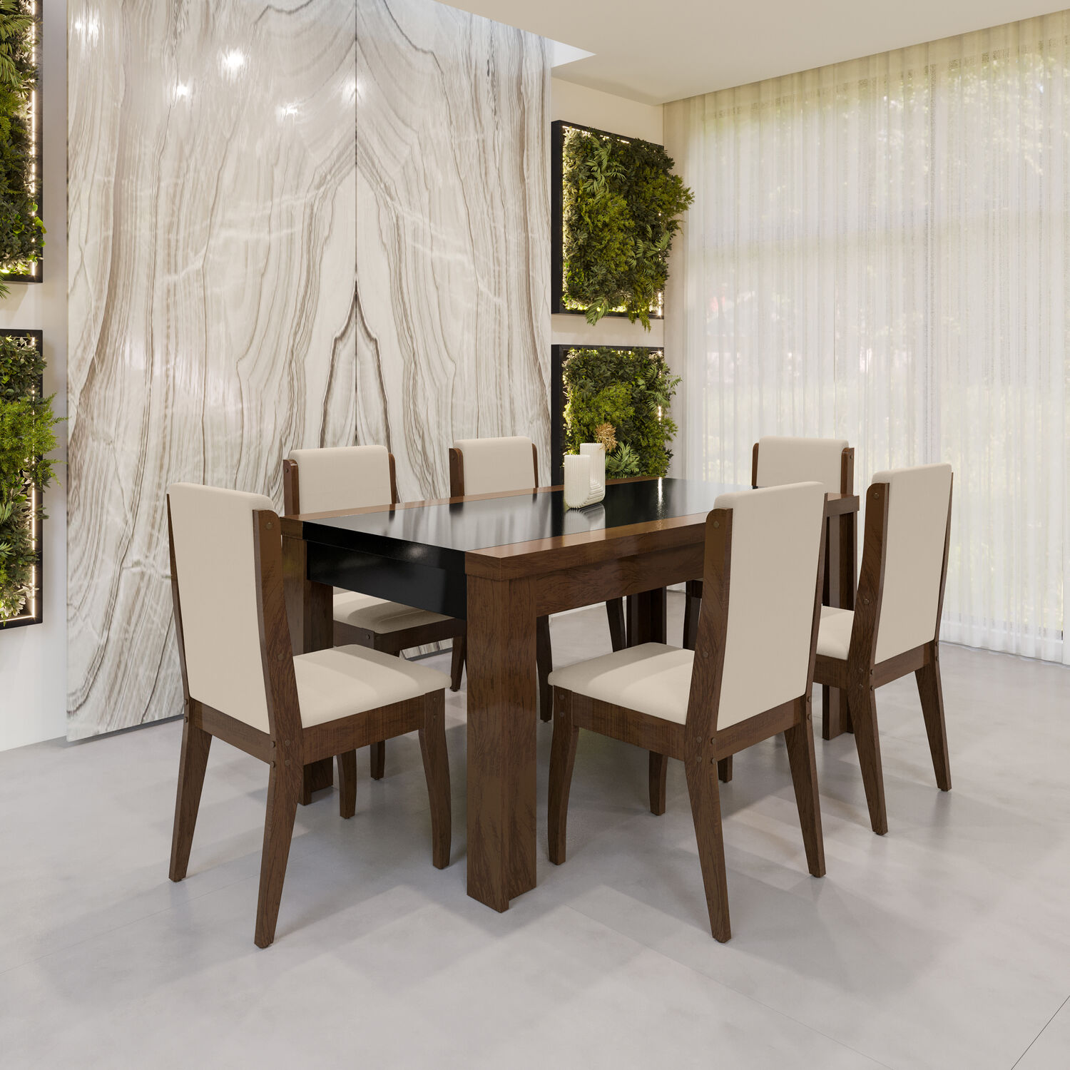 Juego De Comedor Decocasa Lorenzi Casta&ntilde;o 6 Personas image number 2.0