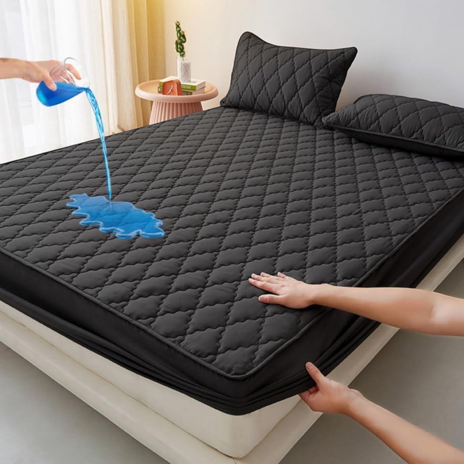 Cubrecolch&oacute;n Impermeable 1.5p + 01 Funda De Almohada Negro image number 2.0