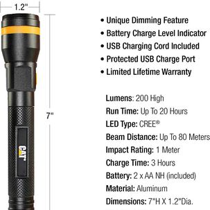 Linterna Led Recargable Cat Ct2205 Lumenes 200