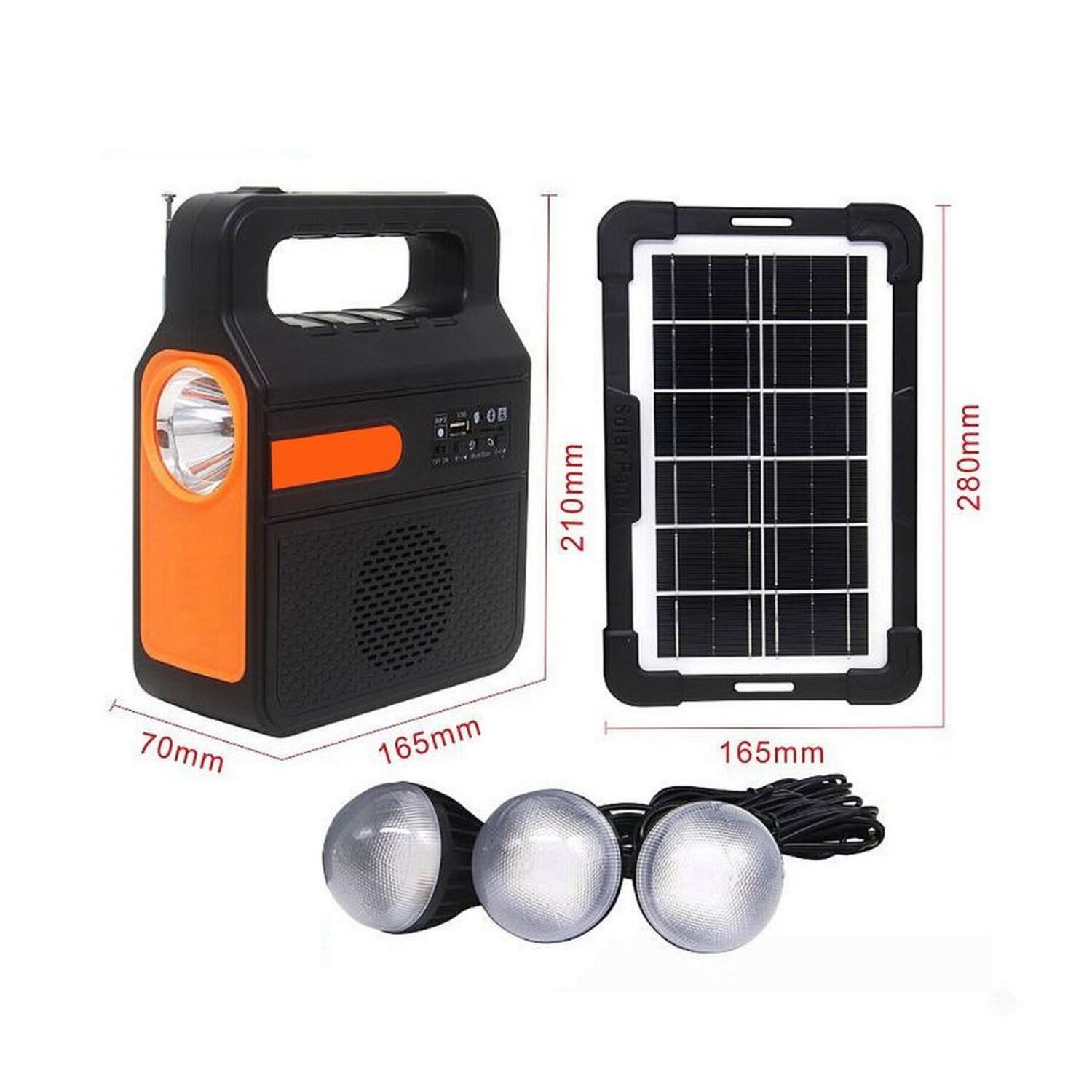 Kit Iluminaci&oacute;n Solar Port&aacute;til Radio Bluetooth 3 Focos image number 4.0