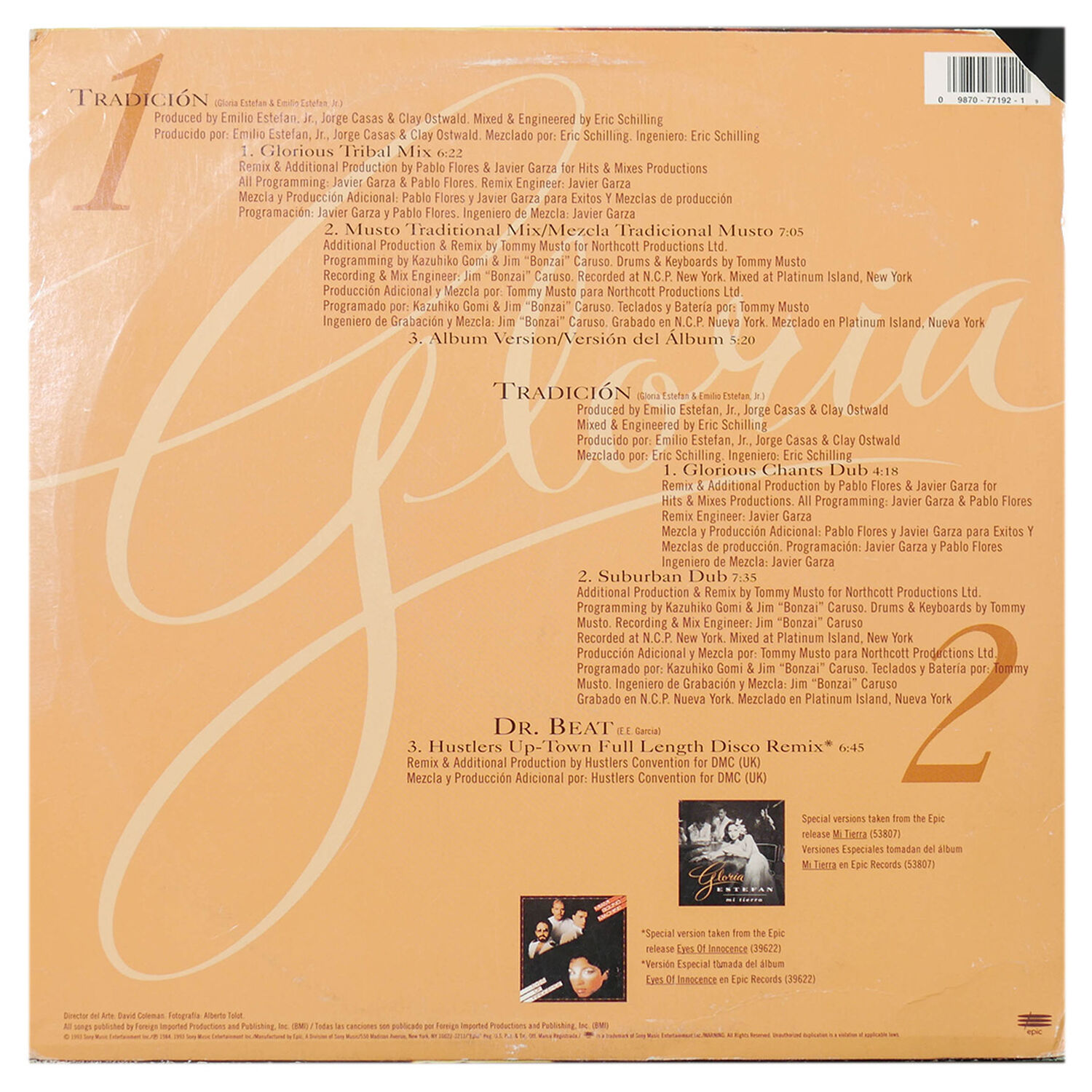 Gloria Estefan - Tradici&oacute;n/dr. Beat | 12" Maxi Single Usado image number 1.0
