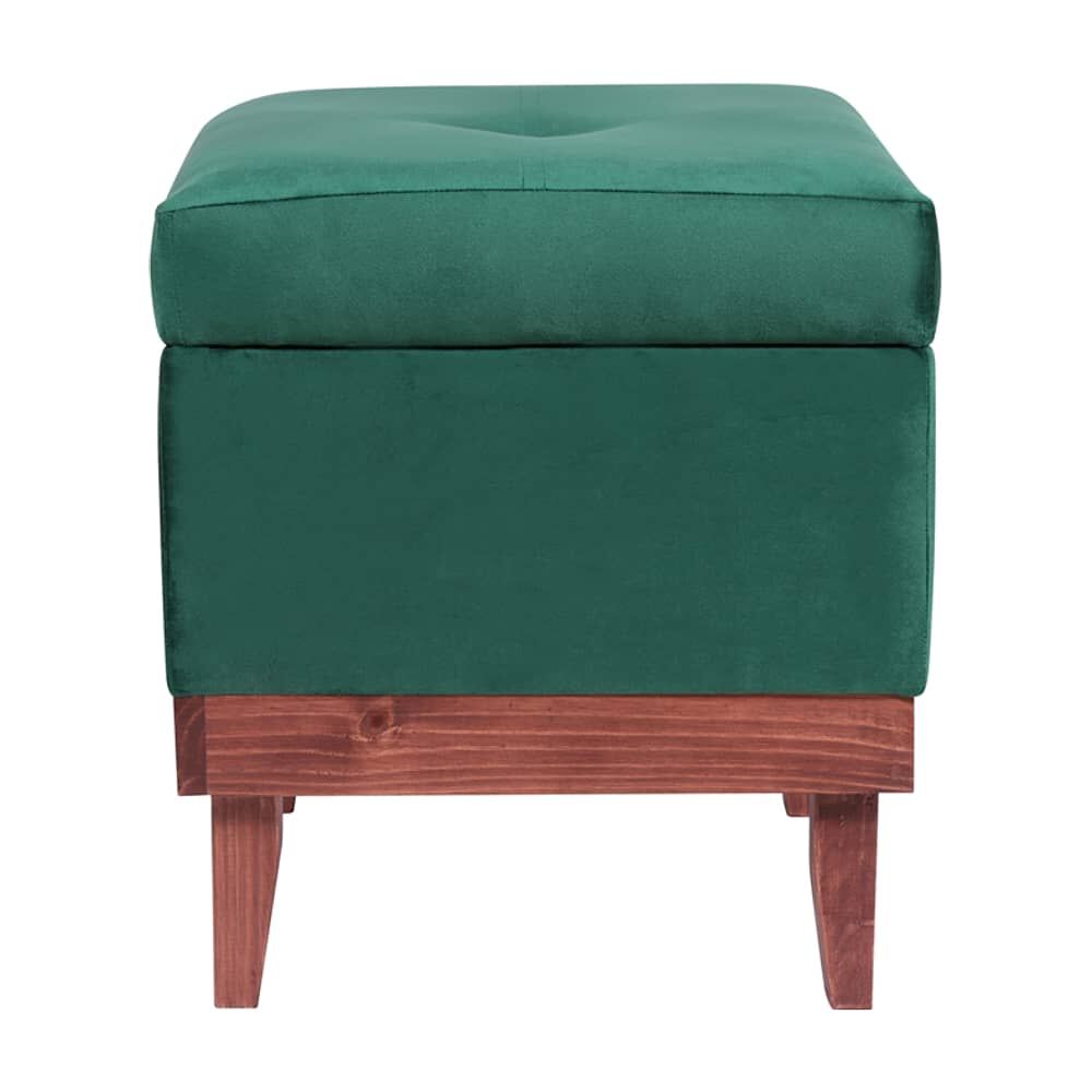 Pouf Ba&uacute;l Emilia Verde Botella Felpa 45x45x46 Cm image number 0.0
