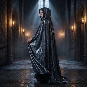 Capa Glitter Brillante Con Capucha Para Cosplay Y Disfraz