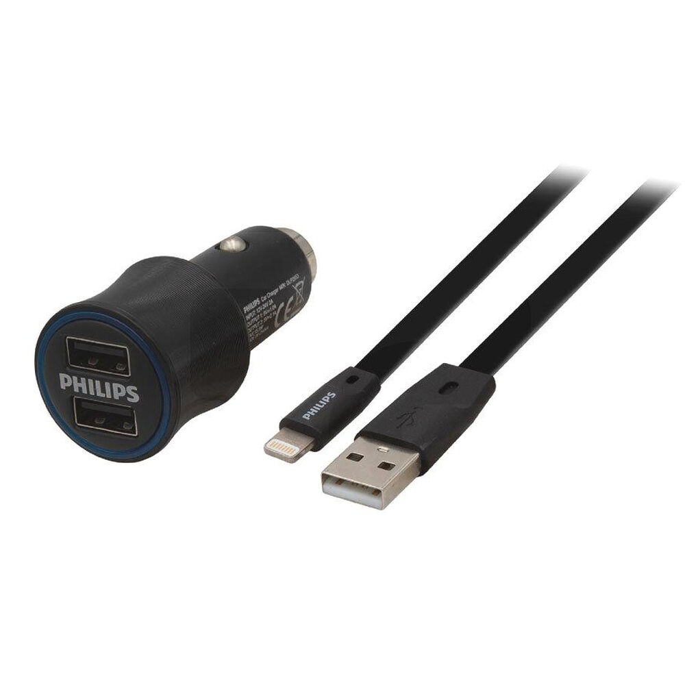 Cable Lightning + Cargador De Auto Usb Philips image number 0.0