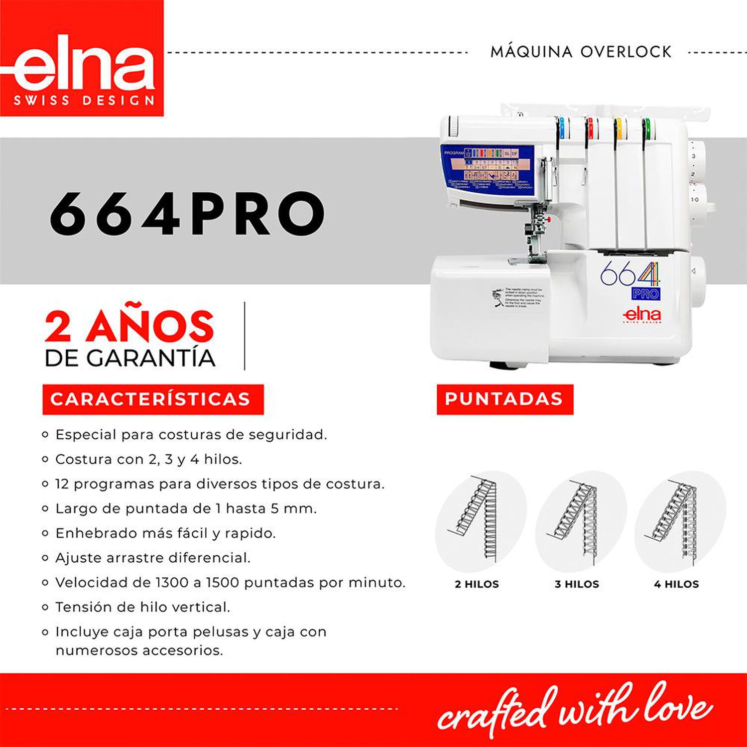 M&aacute;quina Overlock Elna 664pro image number 6.0