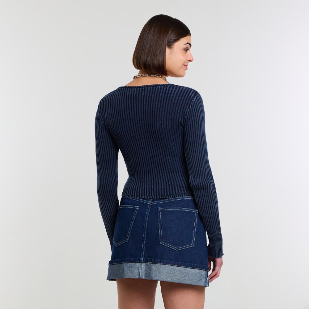 Sweater Cropc Canales Manga Larga Cuello Redondo Mujer Rolly Go image number 3.0