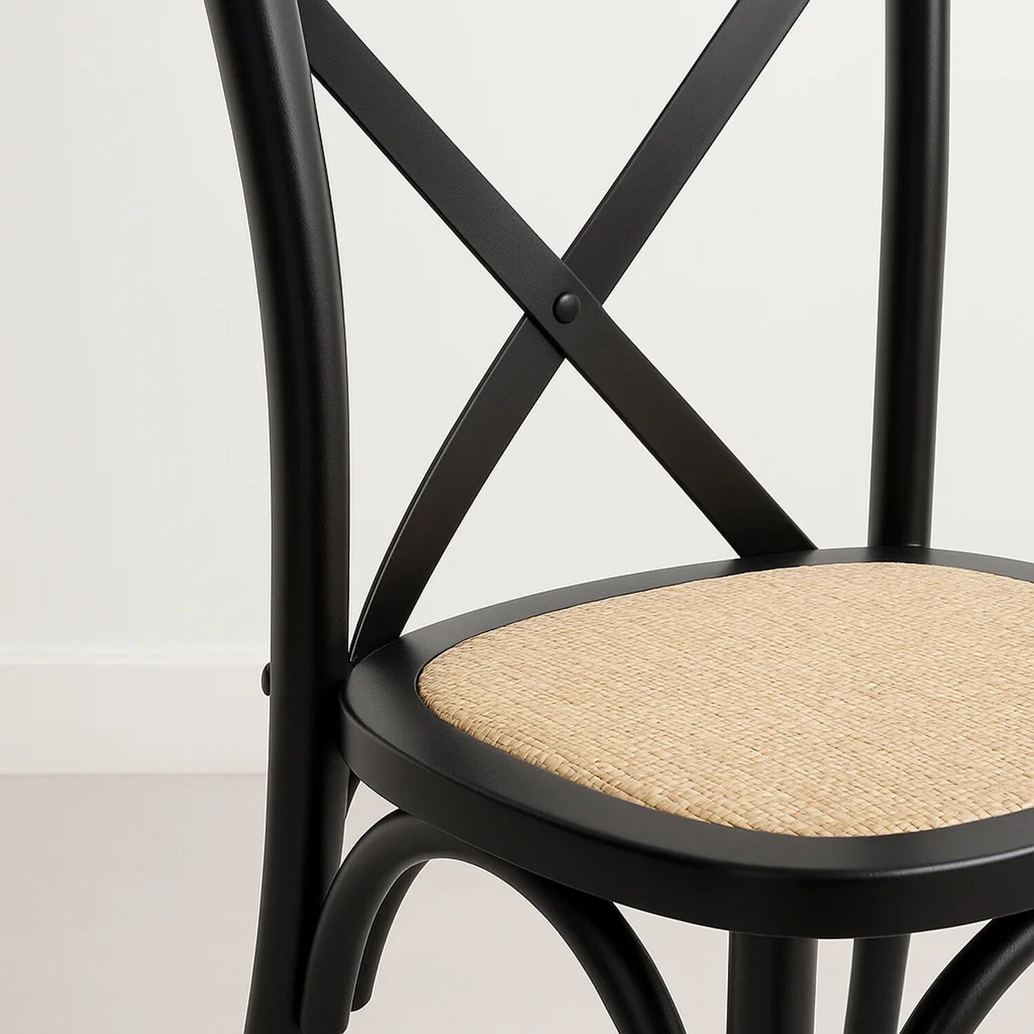 Pack De 4 Sillas Crossback Madera Rattan Negras image number 5.0