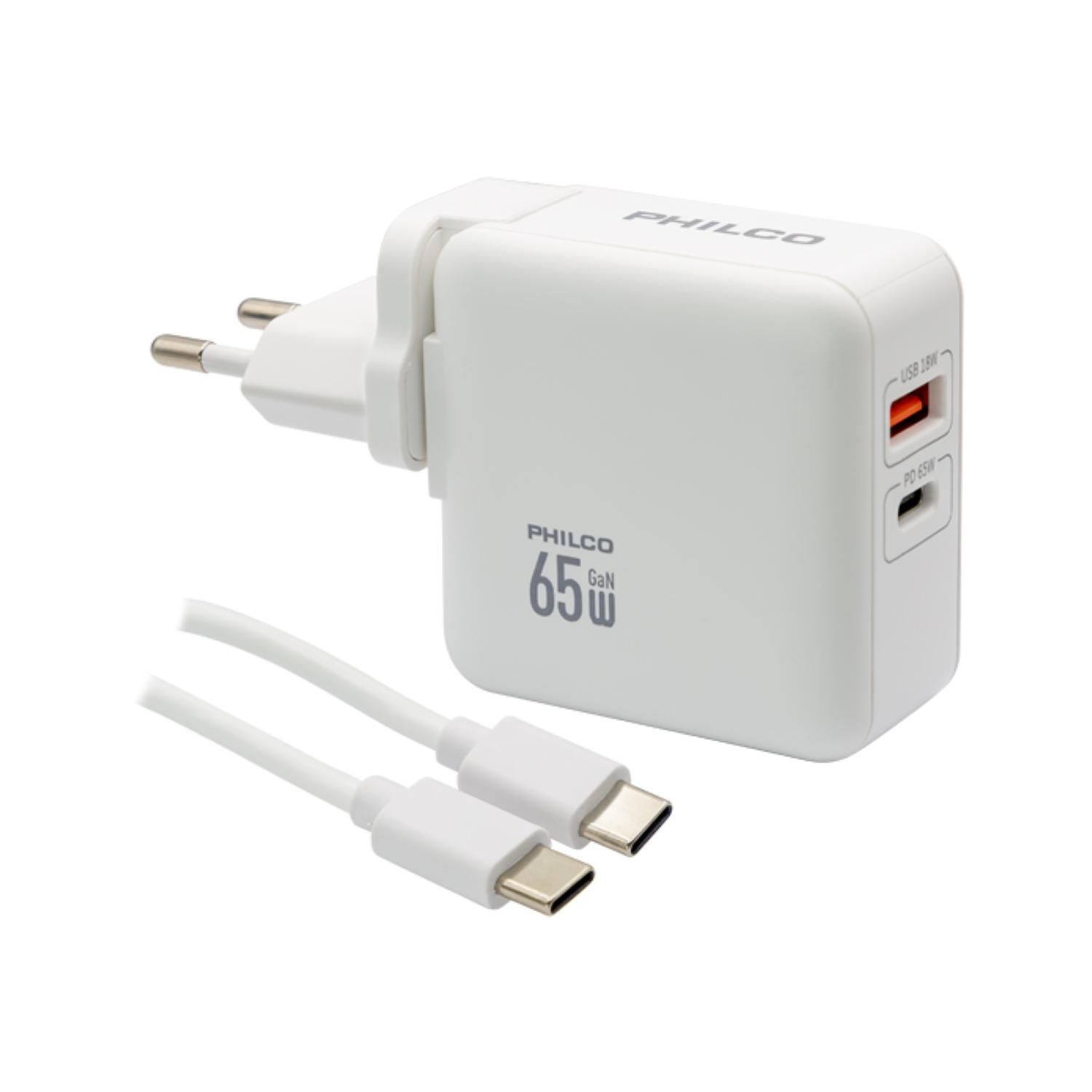 Cargador Super Rapido 65w Usb 3.0 Usb C Blanco Qc665 image number 0.0