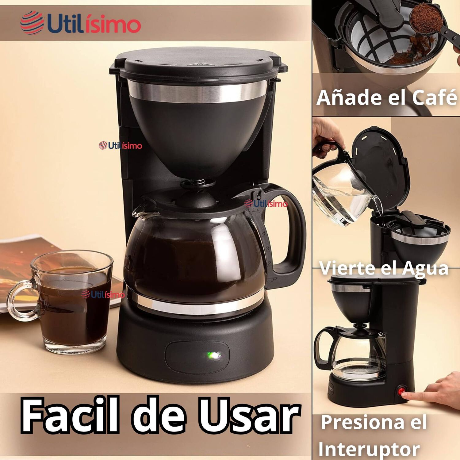 Cafetera El&eacute;ctrica 6 Tazas 600w De Potencia Con Filtro Reutilizable image number 4.0