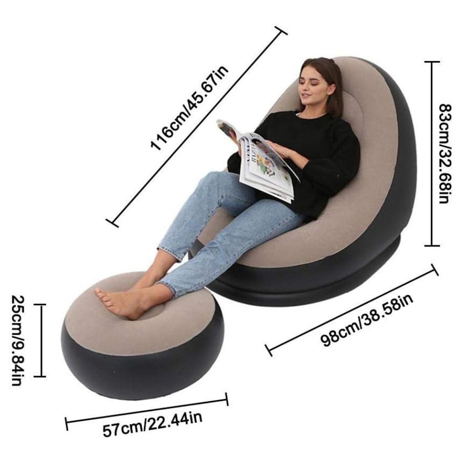 Sofa Con Reposa Pies Inflable Puff Sillon Portatil image number 4.0