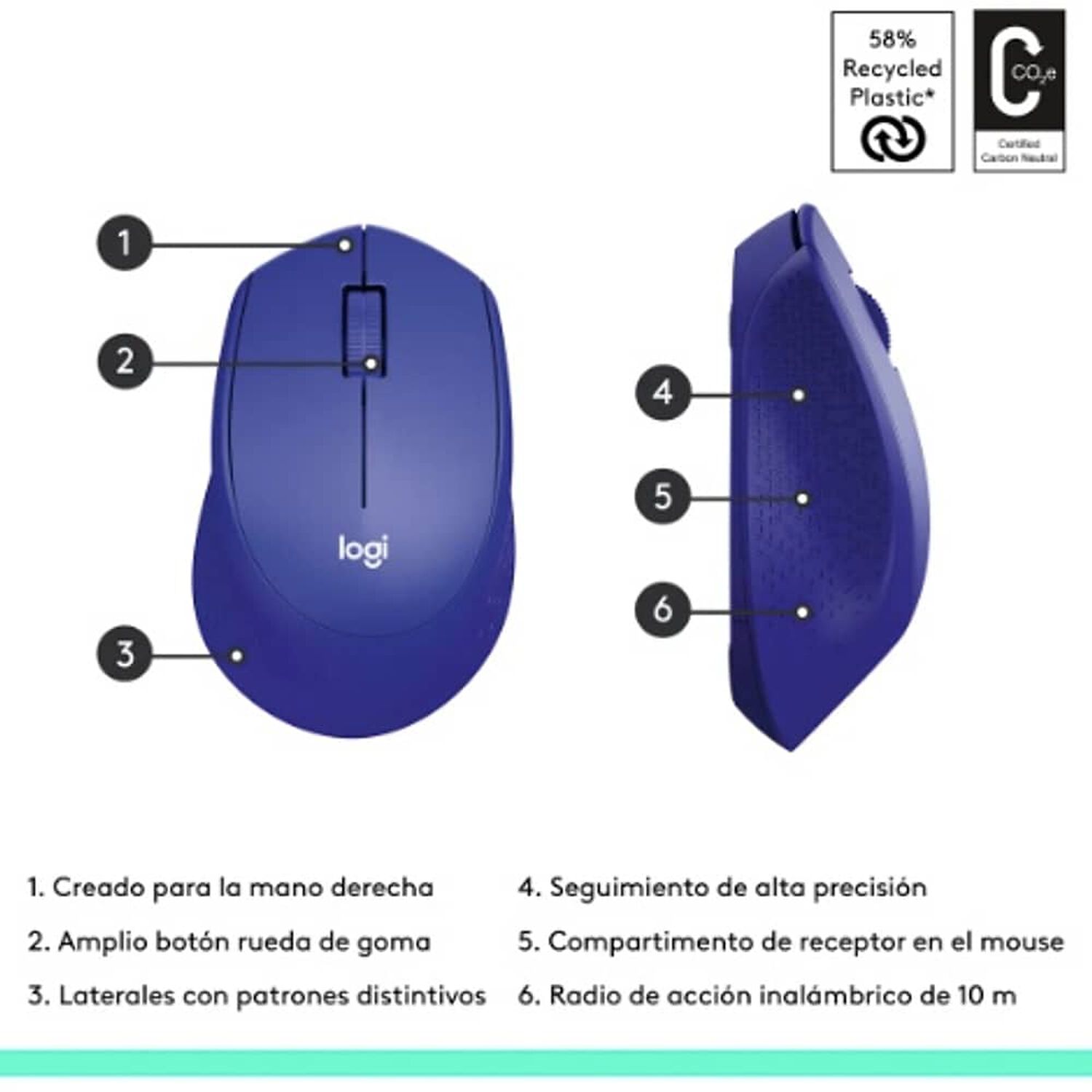 Mouse Inalambrico Logitech M280 Azul image number 5.0