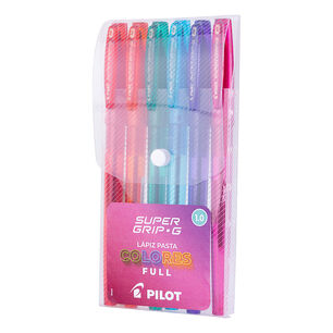 Set 6 L&aacute;pices Pasta Super Grip G 1.0mm Full Color Pilot