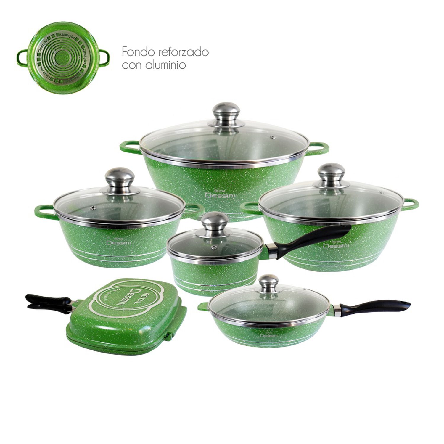 Juego De Ollas Granito 23 Piezas Bateria De Cocina Verde image number 3.0