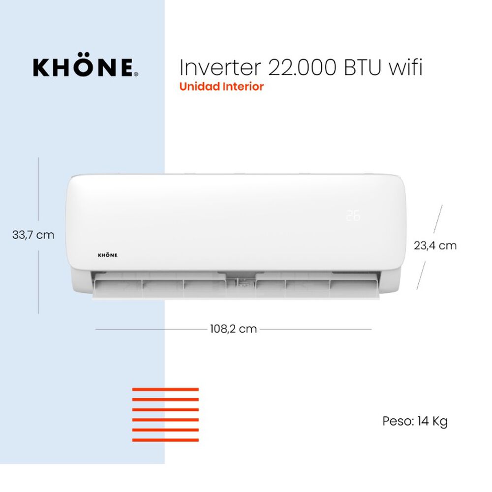 Aire Acondicionado Tipo Split Muro De 22000 Btu Khone Inverter image number 1.0