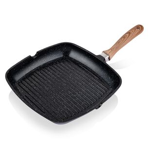 Sart&eacute;n Grill Thomas Thms28nm 28 Cm Cuadrado Aluminio Fundido Plancha Parrilla Asador Antiadherente Cer&aacute;mico Marmoleado Apto Inducci&oacute;n Mango Color Made