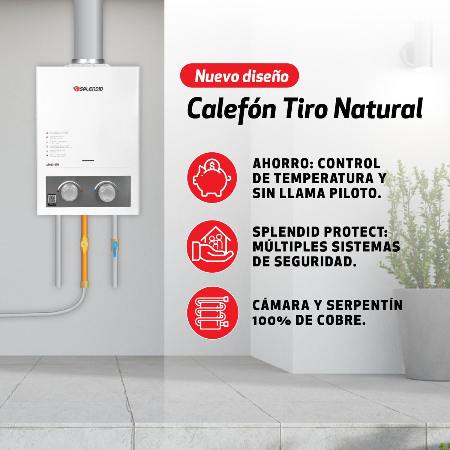 Calefont 6 Litros Gas Licuado Tiro Natural Splendid image number 3.0