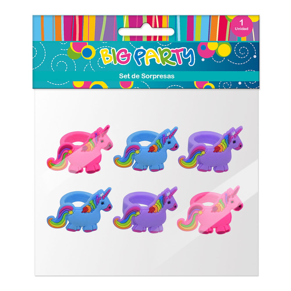 Set Sorpresas 6 Anillos Unicornios image number 0.0