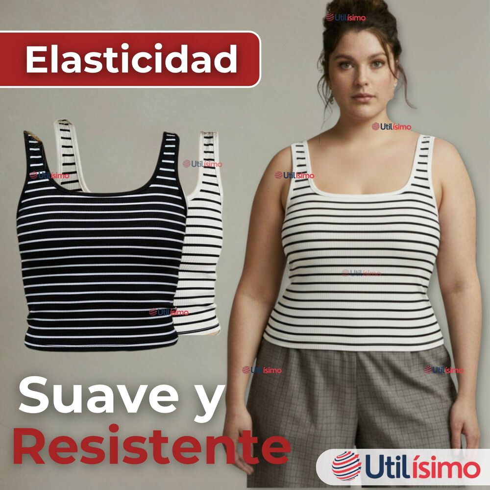 Camiseta Rayas 100% Algodón Básica Lisa Elástica Mujer Colores Surtidos image number 6.0