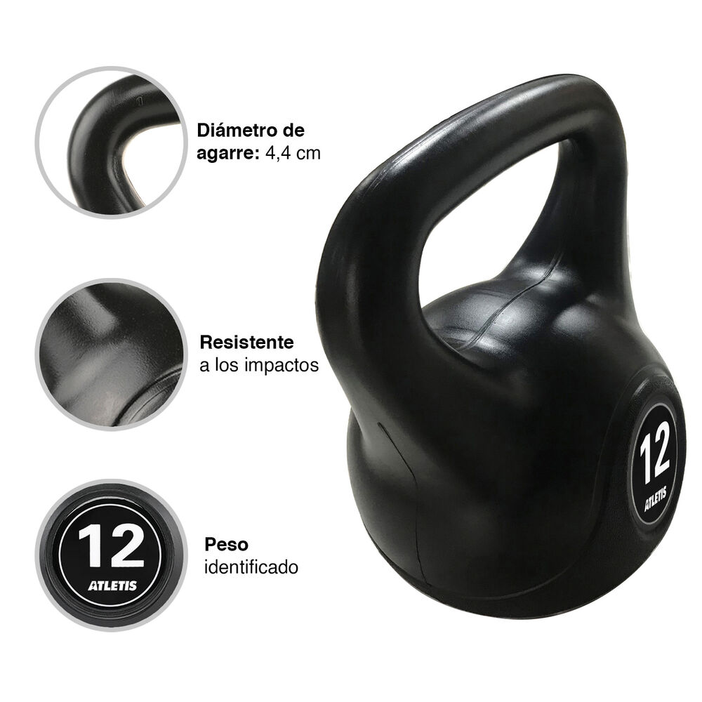 Kettlebell Mancuerna Pesa Rusa Cemento 12 Kg Negro image number 3.0