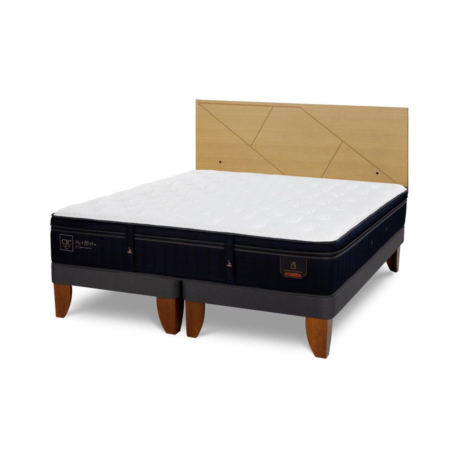 Cama Europea Cic Linea Premium / 2 Plazas / Base Dividida + Respaldo image number 3.0