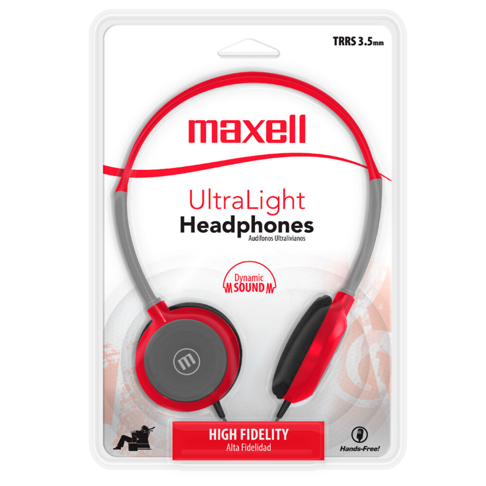 Audifonos Hp-200 Maxell Dynamic Ultralight Headphones Trss image number 2.0
