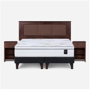 Cama Europea Rosen Art 4 / 2 Plazas / Base Dividida + Set De Maderas