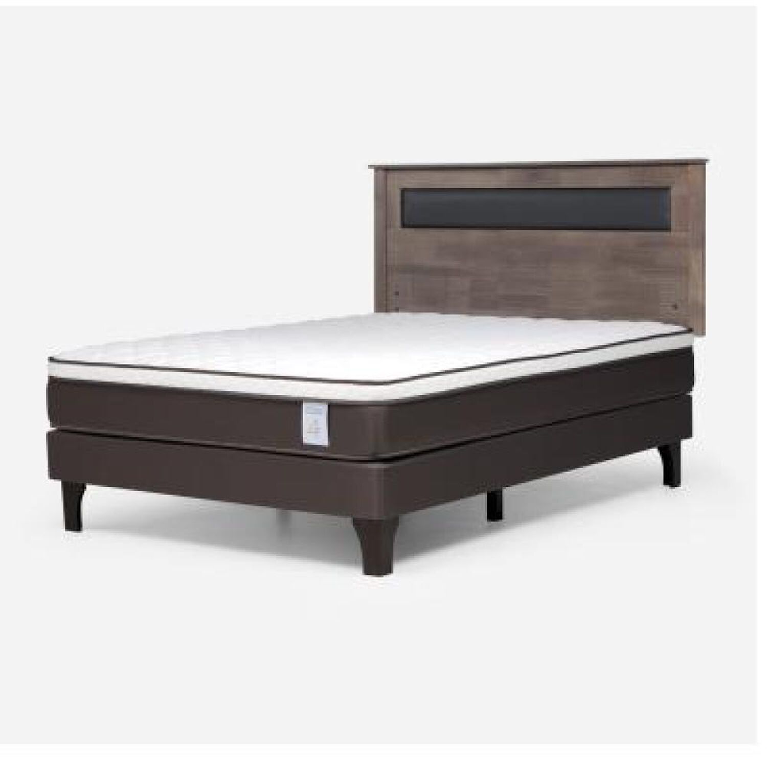 Cama Europea Rosen New Style 4 Plus / 2 Plazas / Base Normal  + Respaldo Ferrara Gris image number 6.0