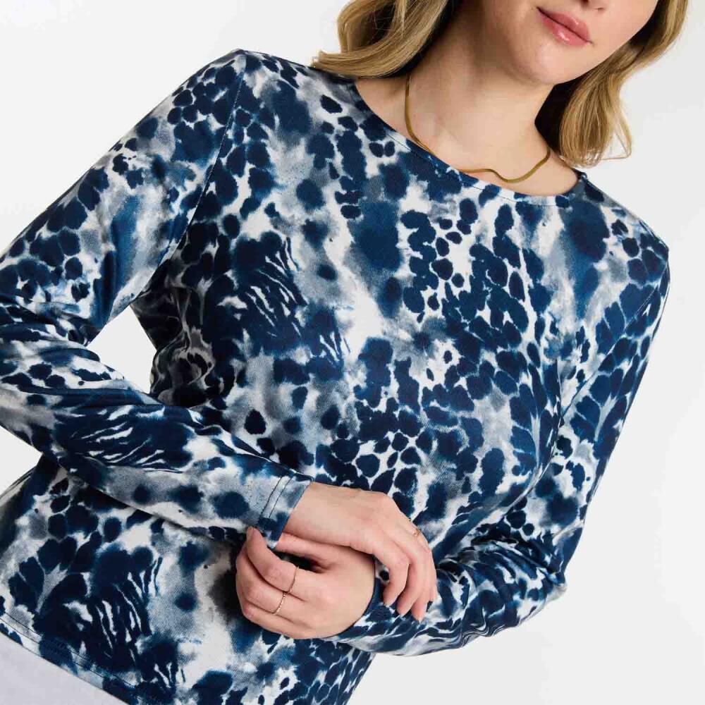 Sweater Full Print Manga Larga Cuello Redondo Mujer Geeps image number 4.0