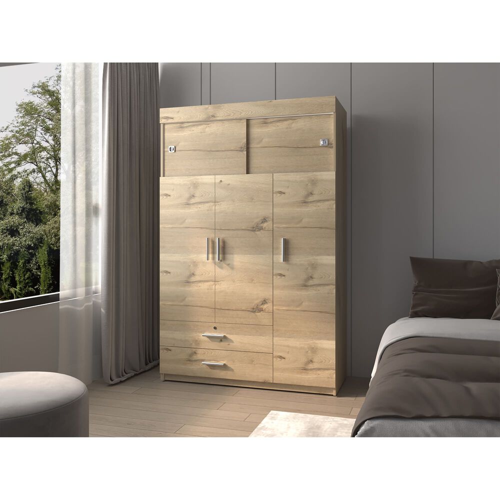 Closet 5 Puertas 2 Cajones Fm-003c Café Claro Y Blanco image number 4.0