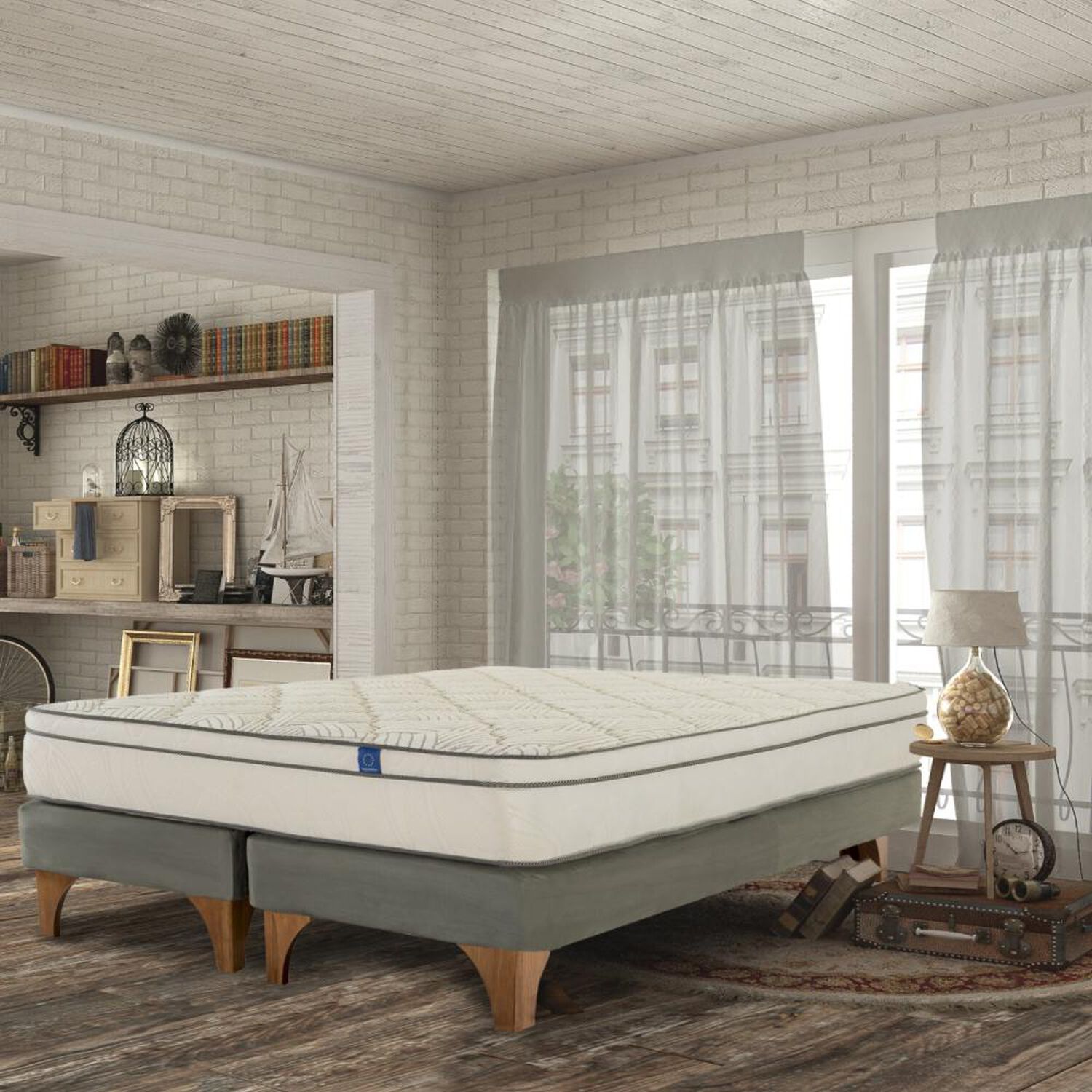 Cama Europea Flex Valencia / 2 Plazas / Base Dividida + Respaldo image number 6.0