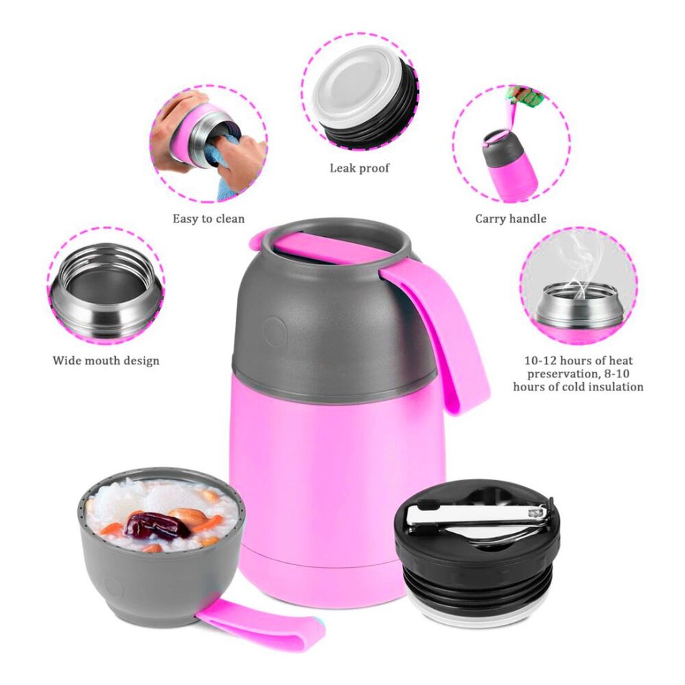 Termo Comida Acero Inoxidable 650ml Rosa Con Cuchara image number 3.0