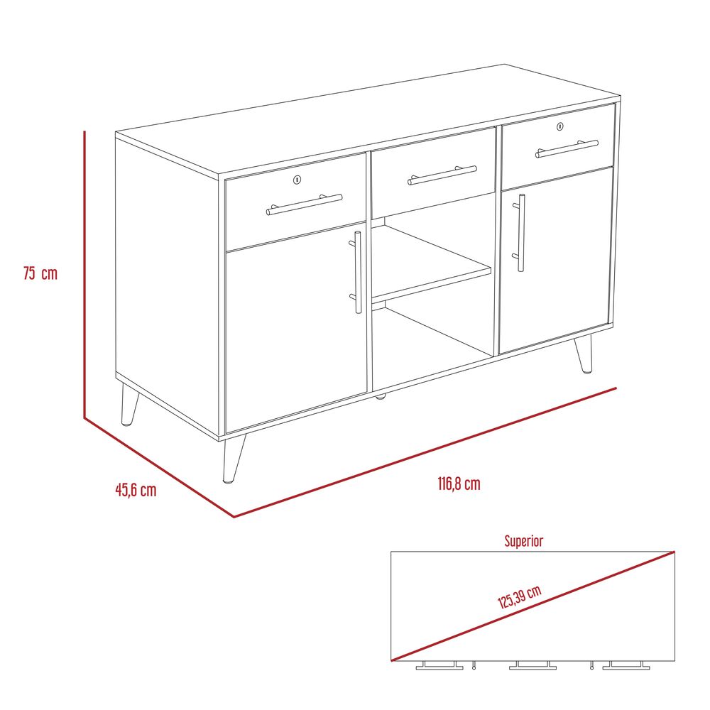 Buffet 3 Cajones 2 Puertas Fm-001c Caf&eacute; Claro Y Plomo image number 5.0